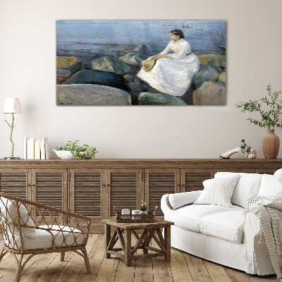 Schilderij op glas Reflecties op de kust