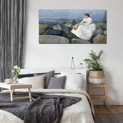 Schilderij op glas Reflecties op de kust