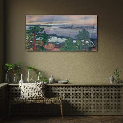 Glas foto Zeegezicht met bomen