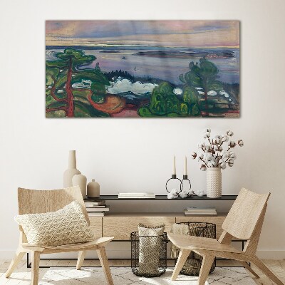 Glas foto Zeegezicht met bomen