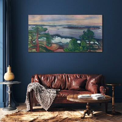 Glas foto Zeegezicht met bomen