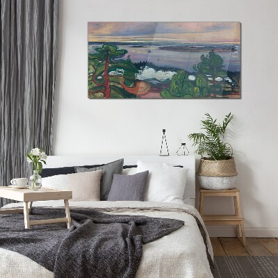 Glas foto Zeegezicht met bomen