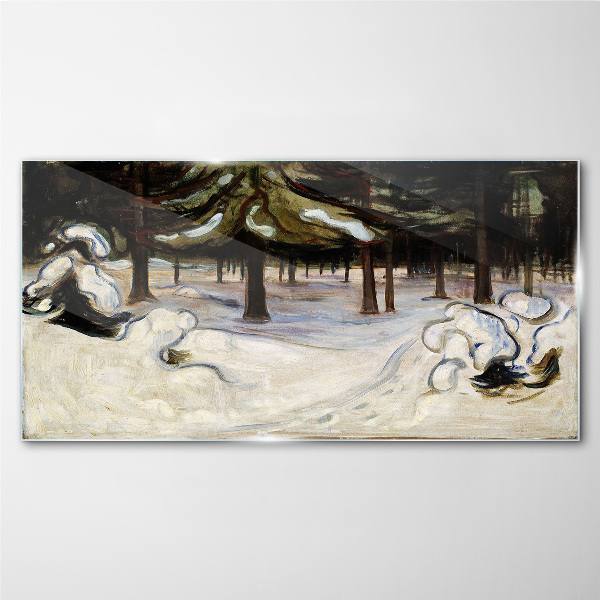Schilderij op glas Winterlandschap met bomen