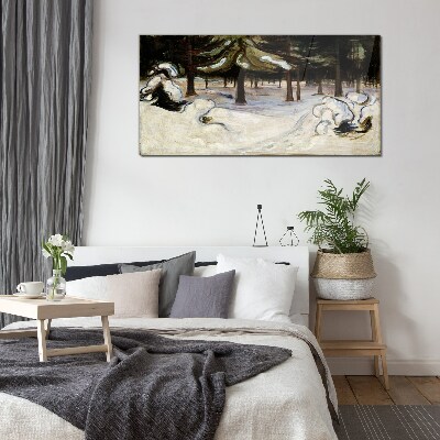 Schilderij op glas Winterlandschap met bomen