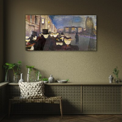 Foto op glas Avondwandeling in de stad