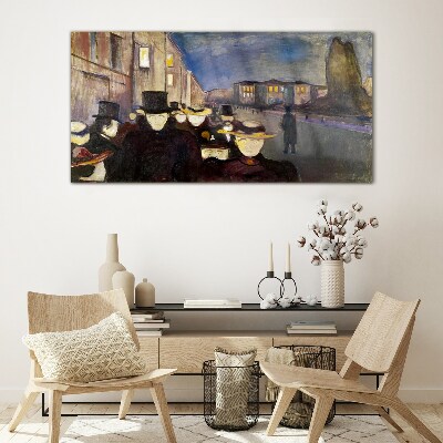 Foto op glas Avondwandeling in de stad