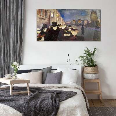 Foto op glas Avondwandeling in de stad