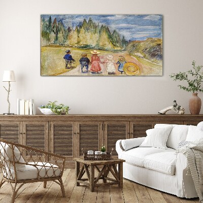 Glas foto Een wandeling tussen de bomen