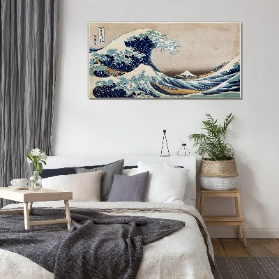 Schilderij op glas De Grote Golf bij Kanagawa