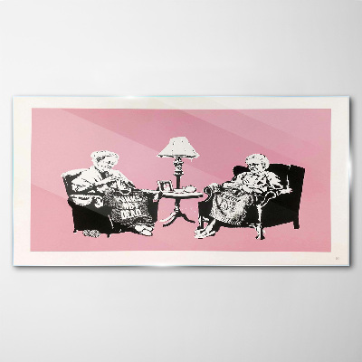 Foto op glas Oma's in roze