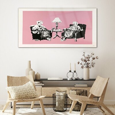 Foto op glas Oma's in roze