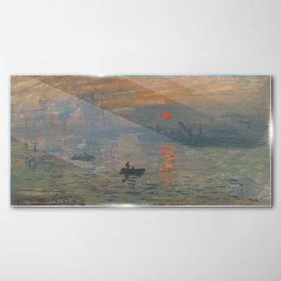 Schilderij op glas Zonsondergang boven de haven