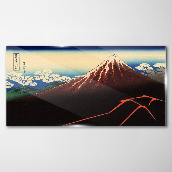 Glas foto De berg Fuji in het lenteweer