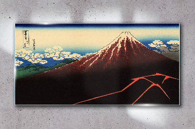 Glas foto De berg Fuji in het lenteweer