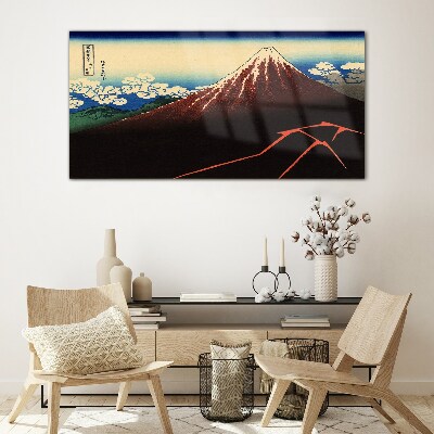 Glas foto De berg Fuji in het lenteweer