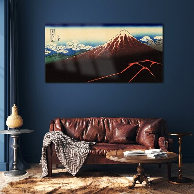 Glas foto De berg Fuji in het lenteweer