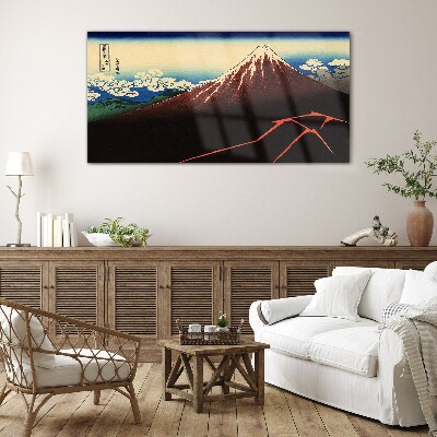 Glas foto De berg Fuji in het lenteweer