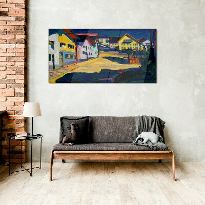 Glas foto Kleurrijk landelijk landschap 's nachts