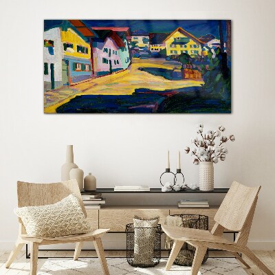 Glas foto Kleurrijk landelijk landschap 's nachts