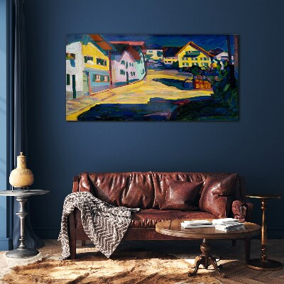 Glas foto Kleurrijk landelijk landschap 's nachts