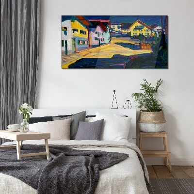 Glas foto Kleurrijk landelijk landschap 's nachts