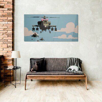 Glas foto Helikopters met roze strikken