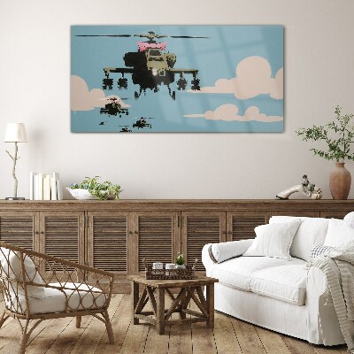 Glas foto Helikopters met roze strikken