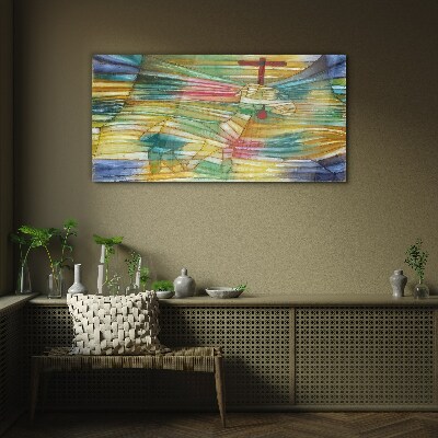 Foto op glas Een dier in een kleurrijk landschap