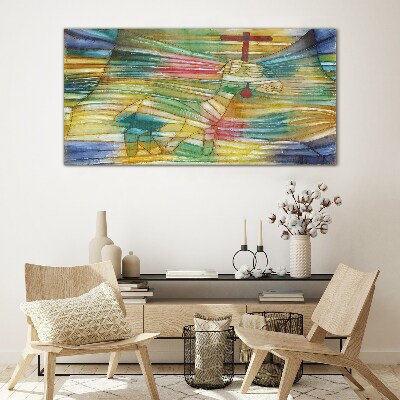 Foto op glas Een dier in een kleurrijk landschap