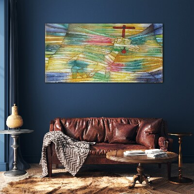 Foto op glas Een dier in een kleurrijk landschap