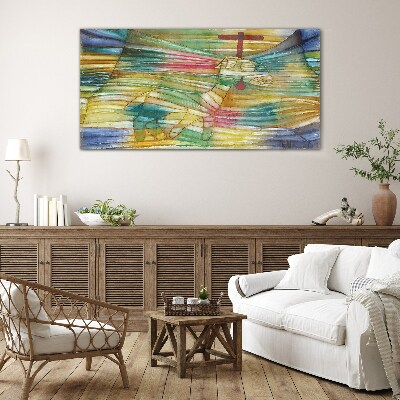 Foto op glas Een dier in een kleurrijk landschap