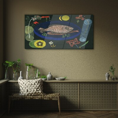 Schilderij op glas Vis in een blauwe kom