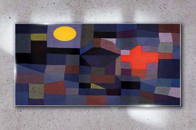 Glas foto Abstracte compositie met de zon