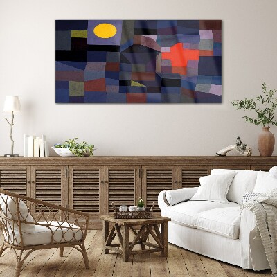 Glas foto Abstracte compositie met de zon