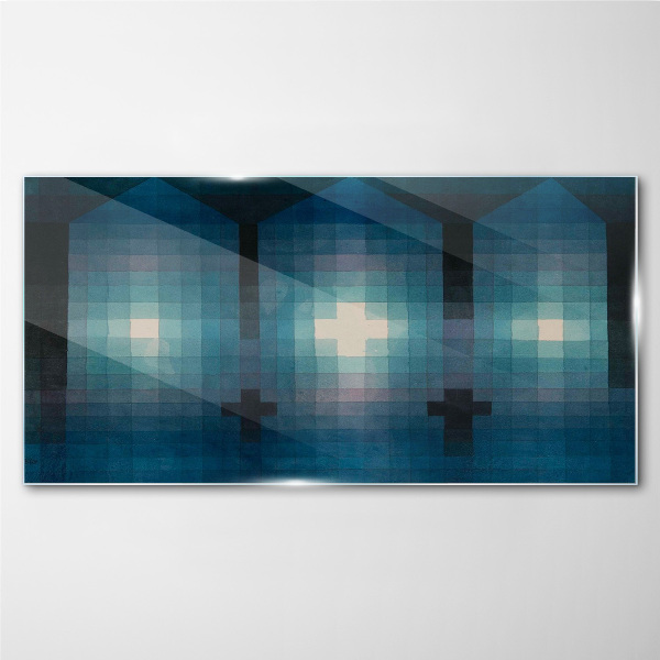 Foto op glas Driedimensionaal licht in een blauwe tint