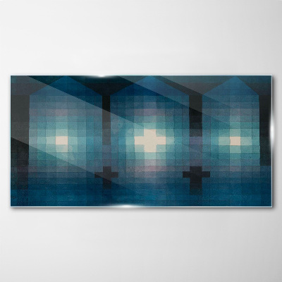 Foto op glas Driedimensionaal licht in een blauwe tint