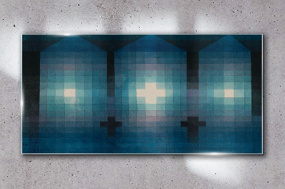 Foto op glas Driedimensionaal licht in een blauwe tint