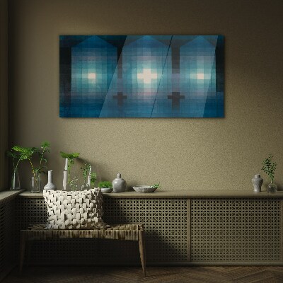 Foto op glas Driedimensionaal licht in een blauwe tint