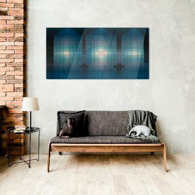 Foto op glas Driedimensionaal licht in een blauwe tint