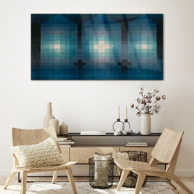 Foto op glas Driedimensionaal licht in een blauwe tint