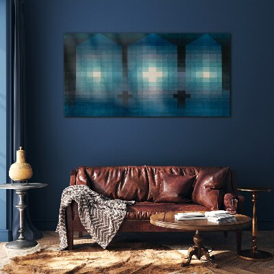 Foto op glas Driedimensionaal licht in een blauwe tint