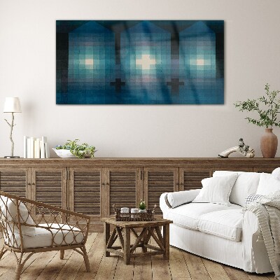 Foto op glas Driedimensionaal licht in een blauwe tint