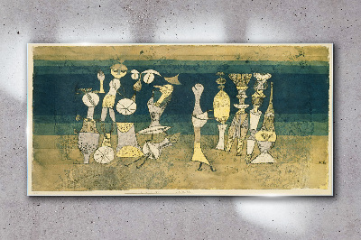 Glas foto Figuratieve figuren op een abstracte achtergrond