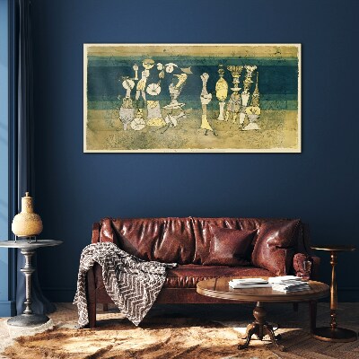 Glas foto Figuratieve figuren op een abstracte achtergrond