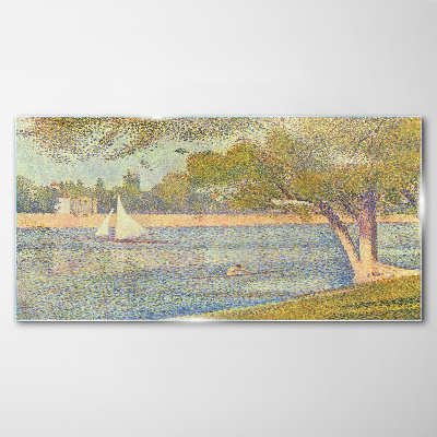 Foto op glas Zeilen op kalm water