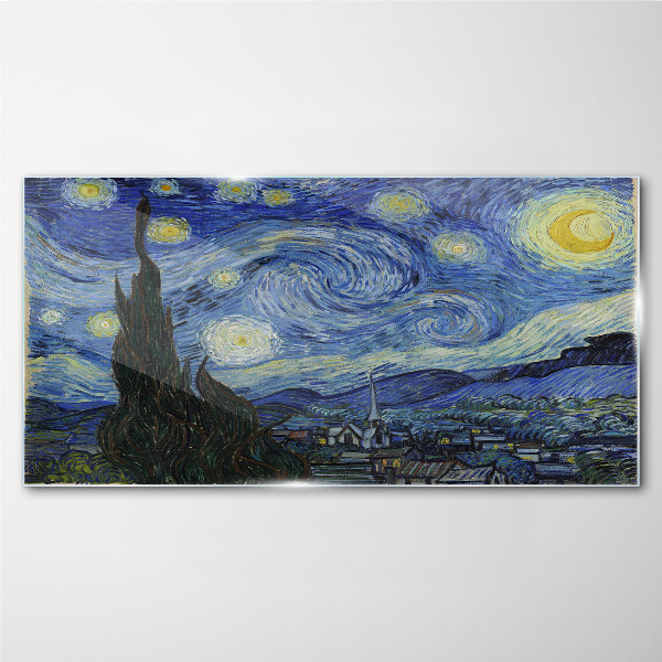 Foto op glas Sterrennacht boven de Rhône