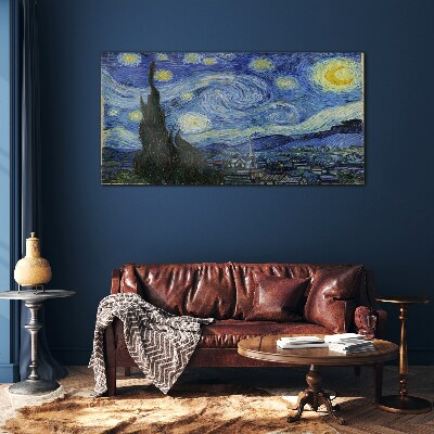 Foto op glas Sterrennacht boven de Rhône