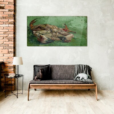 Schilderij op glas Een krab die op zijn rug ligt