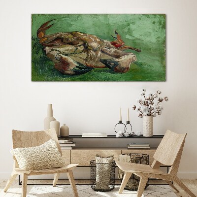 Schilderij op glas Een krab die op zijn rug ligt