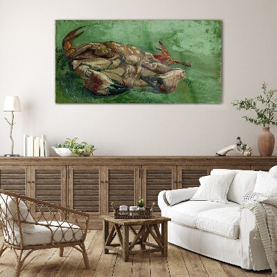 Schilderij op glas Een krab die op zijn rug ligt